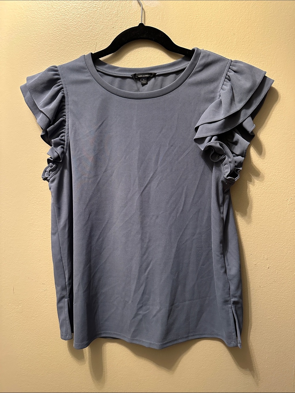 Ruffle Sleeve Top in Dusty Blue